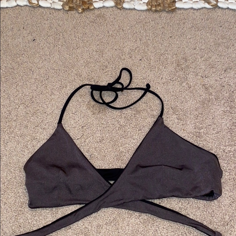 Reversible black and grey bikini top